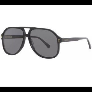 Gucci Retro Aesthetic Navigator Frame Pilot Sunglasses Men's Black 60mm